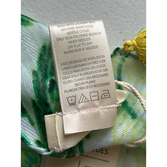 Dept. 222 Green & Yellow Floral Patterned Scarf/Shawl Wrap With Tassels - Picture 5 of 7